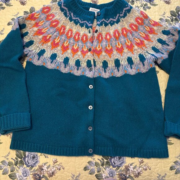 Sundance Sweaters - Sundance lambswool cardigan, size large, NWOT teal/green multi embroidery